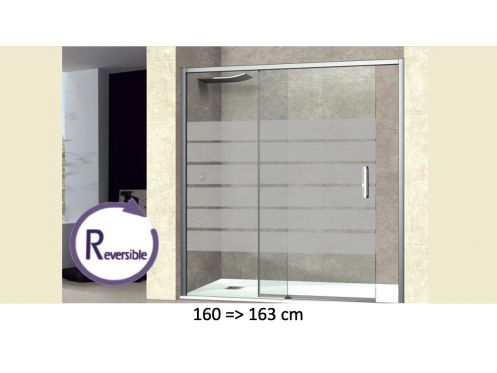 Drzwi prysznicowe przesuwne, 160 Ã  163 cm, ze szkÅ‚em pÃ³Å‚przezroczystym - NANTES 310 pogrubione